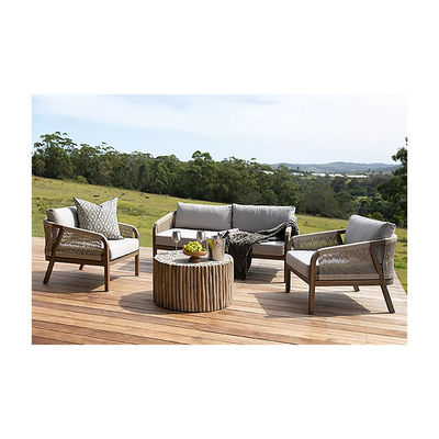 Couchette de patio en tissu de corde AJUNION Cadre en teck Meubles d'extérieur pour jardins de plage