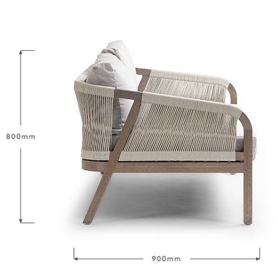 Couchette de patio en tissu de corde AJUNION Cadre en teck Meubles d'extérieur pour jardins de plage