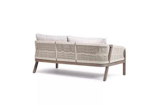 Couchette de patio en tissu de corde AJUNION Cadre en teck Meubles d'extérieur pour jardins de plage