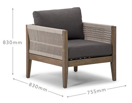 Ensemble de jardin AJUNION Luxe Teck Bois mobilier extérieur Salon Ensemble de la corde de polyester moderne