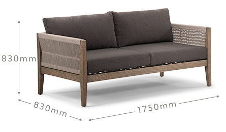 Ensemble de jardin AJUNION Luxe Teck Bois mobilier extérieur Salon Ensemble de la corde de polyester moderne