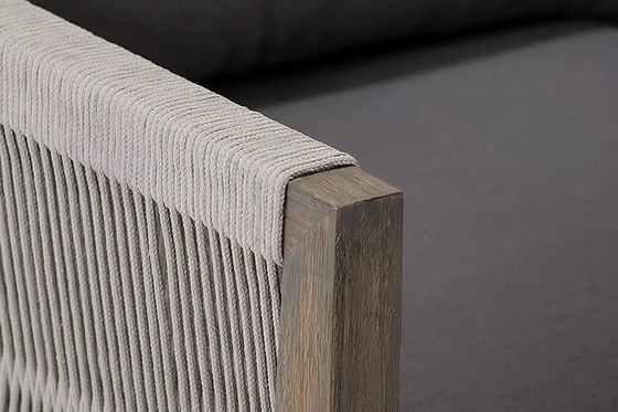 Ensemble de jardin AJUNION Luxe Teck Bois mobilier extérieur Salon Ensemble de la corde de polyester moderne