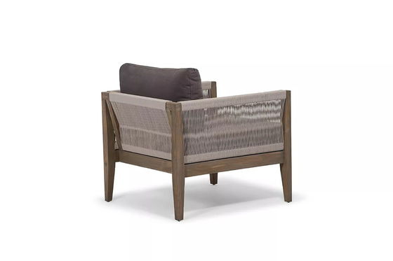 Ensemble de jardin AJUNION Luxe Teck Bois mobilier extérieur Salon Ensemble de la corde de polyester moderne