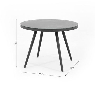 Série de cuisine extérieure en rotin de cire en aluminium Table ronde 4 sièges