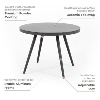 Ensemble de salle à manger extérieure avec table en verre trempé et fauteuil en corde
