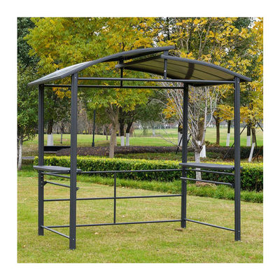 Toit en polycarbonate ventilé entrelacé AJUNION Grill extérieur Pavillon avec cadre en acier 5x8