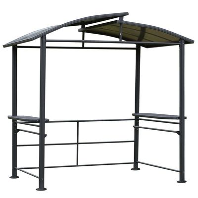Toit en polycarbonate ventilé entrelacé AJUNION Grill extérieur Pavillon avec cadre en acier 5x8