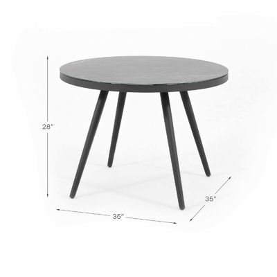 Table ronde et fauteuil en aluminium pour 4 personnes