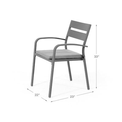 Table ronde et fauteuil en aluminium pour 4 personnes