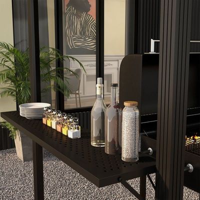 Gril à l'extérieur 6x8 Hardtop BBQ Gazebo avec 2 étagères latérales 102 lbs H92.5 x W96.5 x D70.9