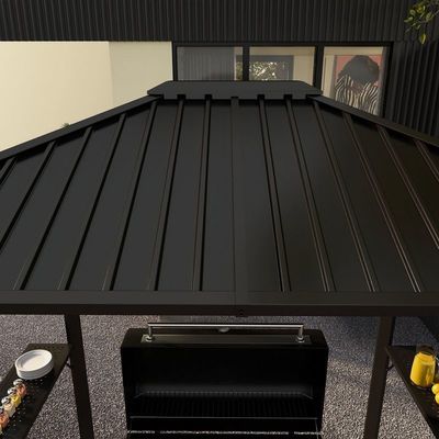 Gril à l'extérieur 6x8 Hardtop BBQ Gazebo avec 2 étagères latérales 102 lbs H92.5 x W96.5 x D70.9