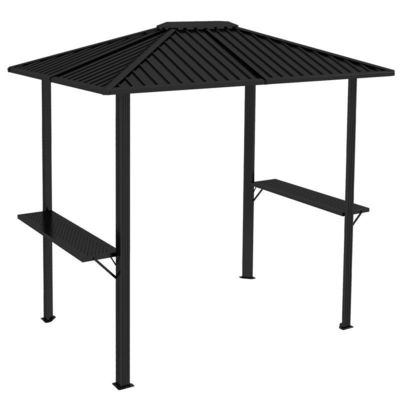 Gril à l'extérieur 6x8 Hardtop BBQ Gazebo avec 2 étagères latérales 102 lbs H92.5 x W96.5 x D70.9