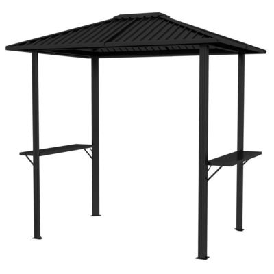 Gril à l'extérieur 6x8 Hardtop BBQ Gazebo avec 2 étagères latérales 102 lbs H92.5 x W96.5 x D70.9
