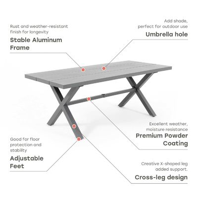 AJUNION X Forme ensemble de salle à manger extérieure pour le restaurant 76 &quot;D x 36&quot;W x 30'H Taille de table