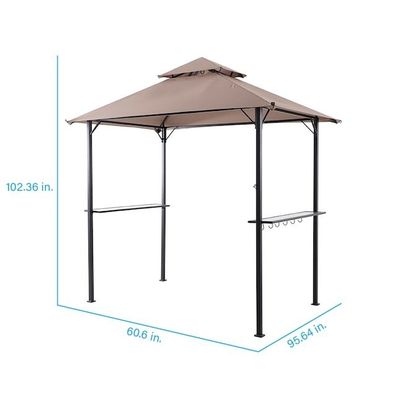 Tente extérieure de gril de patio Gazebo AJUNION 5x8 Double grill à couvercle à gril avec cadre en acier