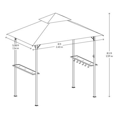 Tente extérieure de gril de patio Gazebo AJUNION 5x8 Double grill à couvercle à gril avec cadre en acier