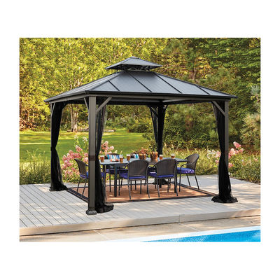 Tissu de polyester AJUNION 10x10ft en acier galvanisé double toit Pavillon au toit avec fermeture à glissière