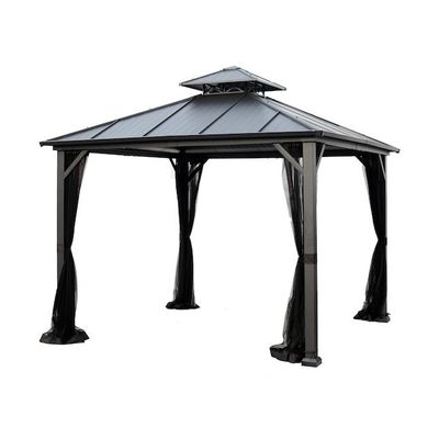 Tissu de polyester AJUNION 10x10ft en acier galvanisé double toit Pavillon au toit avec fermeture à glissière
