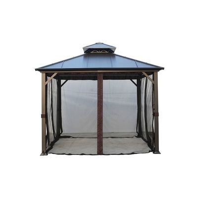 Tissu de polyester AJUNION 10x10ft en acier galvanisé double toit Pavillon au toit avec fermeture à glissière