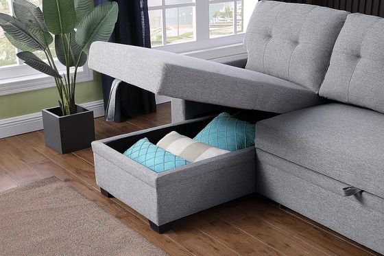 Emballage de courrier Toutes les conditions météorologiques Tissu en forme de L Sofa sectionnel Lit salon Ensemble avec coussins