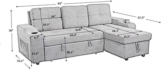 Emballage de courrier Toutes les conditions météorologiques Tissu en forme de L Sofa sectionnel Lit salon Ensemble avec coussins
