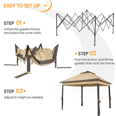Tente de gazebo extérieure recouverte de poudre de 3,3 x 3,3 M avec 4 murs latéraux en maille étanche