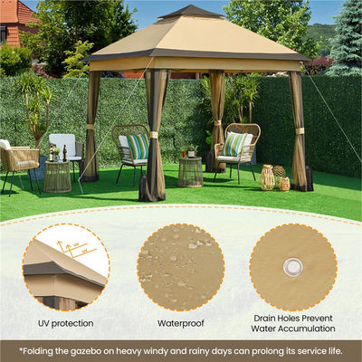Tente de gazebo extérieure recouverte de poudre de 3,3 x 3,3 M avec 4 murs latéraux en maille étanche