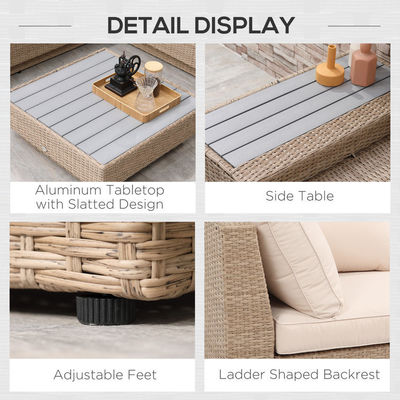 Meubles de patio extérieur de loisirs design moderne canapé d'angle en rotin en coton pour jardin