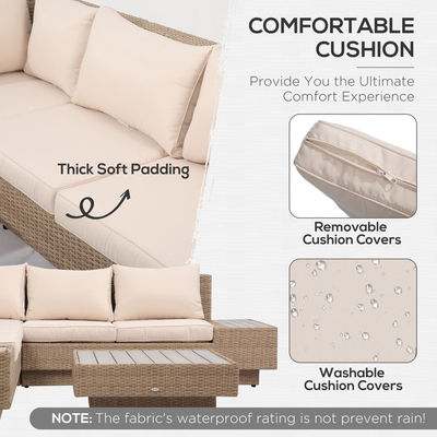 Meubles de patio extérieur de loisirs design moderne canapé d'angle en rotin en coton pour jardin
