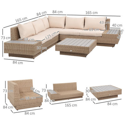 Meubles de patio extérieur de loisirs design moderne canapé d'angle en rotin en coton pour jardin