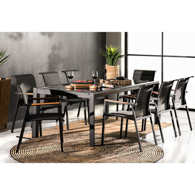 Table à manger extensible extérieure de 8 places avec fauteuil en design moderne de luxe