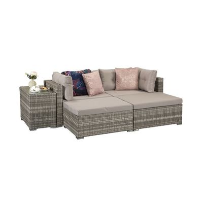 Ensemble de salon extérieur avec cadre métallique AJUNION Meubles de jardin en rotin W52 x D56 x H87cm