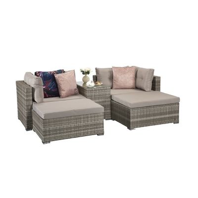Ensemble de salon extérieur avec cadre métallique AJUNION Meubles de jardin en rotin W52 x D56 x H87cm