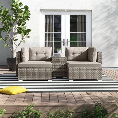 Ensemble de salon extérieur avec cadre métallique AJUNION Meubles de jardin en rotin W52 x D56 x H87cm
