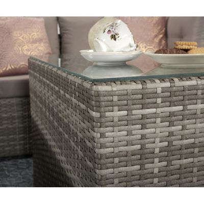 Ensemble de salon extérieur avec cadre métallique AJUNION Meubles de jardin en rotin W52 x D56 x H87cm