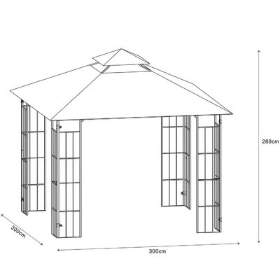 Tissu en polyester D300 x W300 x H280cm Grill Gazebo Canopy de remplacement pour abri de patio