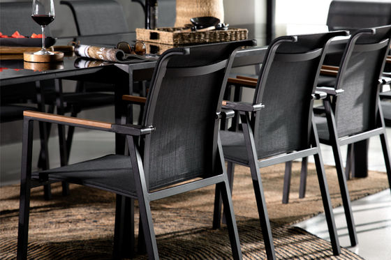 Table à manger extensible extérieure de 8 places avec fauteuil en design moderne de luxe