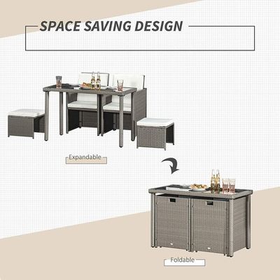 AJUNION Économiser de l'espace Développement de meubles de jardin Avec des coussins et du rotin en PE