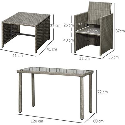 AJUNION Économiser de l'espace Développement de meubles de jardin Avec des coussins et du rotin en PE