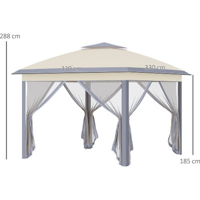 Résistant à la pourriture L330 x W330 x H288cm AJUNION Jardin Pavillon extérieur Canopy Shade Pop Up Tent