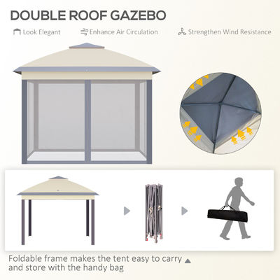 Résistant à la pourriture L330 x W330 x H288cm AJUNION Jardin Pavillon extérieur Canopy Shade Pop Up Tent