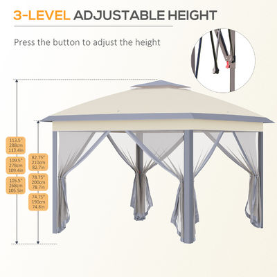 Résistant à la pourriture L330 x W330 x H288cm AJUNION Jardin Pavillon extérieur Canopy Shade Pop Up Tent