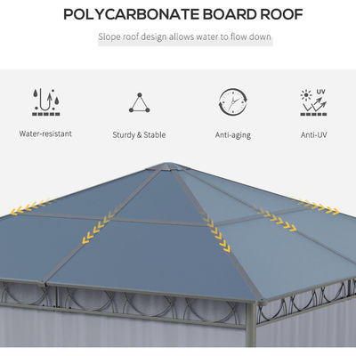 Cadre en acier AJUNION Chambre extérieure imperméable à l'eau Chambre d'appartement Pavillon avec toit en polycarbonate