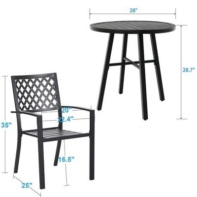 Meubles de jardin en métal avec un design pliable et 2 sièges