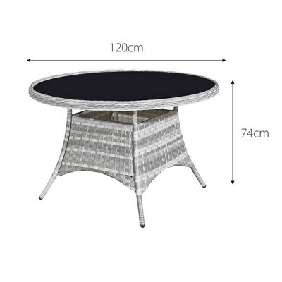 Ensemble de meubles d'extérieur avec table ronde AJUNION 4 sièges Rattan tissé résistant aux intempéries