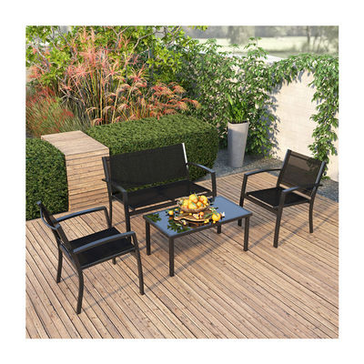 Ensemble de salon de balcon ou de patio cadre métallique Ensemble de jardin pour une relaxation extérieure de 4 sièges