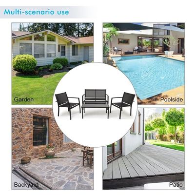 Ensemble de salon de balcon ou de patio cadre métallique Ensemble de jardin pour une relaxation extérieure de 4 sièges