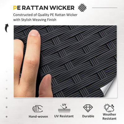 Ensemble de meubles de patio en fer métallique en extérieur mélangé à du rotin PE imperméable