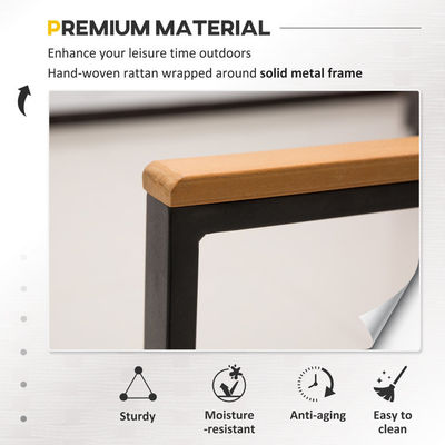 Ensemble de meubles de patio en fer métallique en extérieur mélangé à du rotin PE imperméable