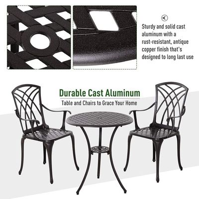 Meubles de balcon en aluminium moulé AJUNION 2 places Bistro extérieur avec table ronde